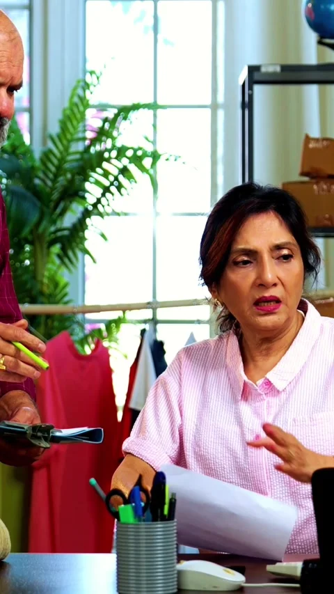 Indian senior couple doing E-commerce business from home Stock Footage 342756529