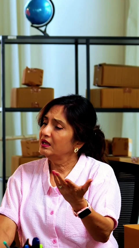 Indian senior couple doing E-commerce business from home Stock Footage 342756530