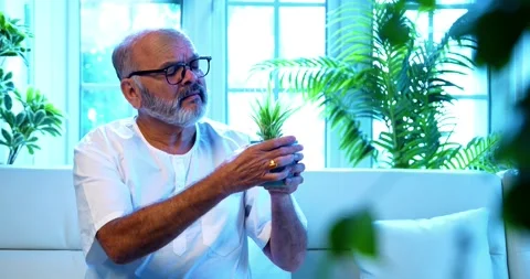 Indian senior man at home Stock Footage 343133580