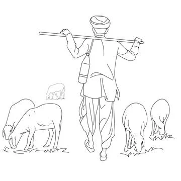 Indian Sheep Herder Stock Illustration