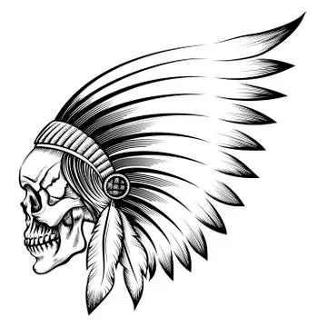 Indian Skull Emblem Illustrazione stock