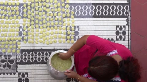 Indian snacks being prepared in summer. High angle shot Stock Footage 159369399