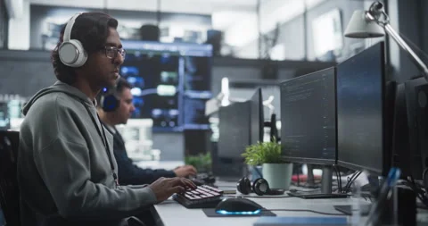 Indian Software Developer Working in Office Stock Footage 243555981