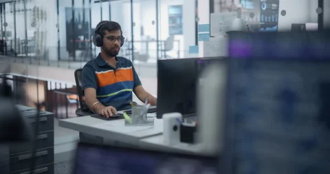 Indian Software Developer Working in Office Stock Footage 296184274
