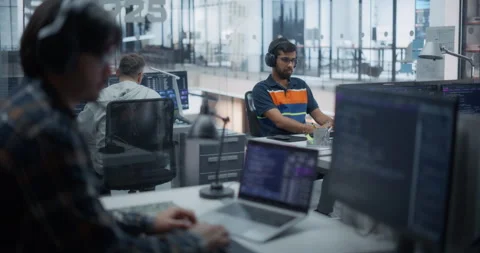 Indian Software Developer Working in Office Stock Footage 296184345