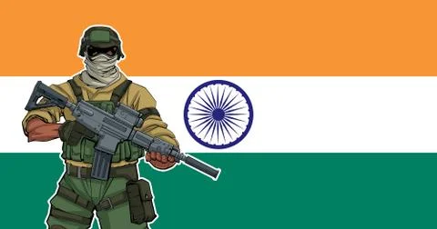 Indian Soldier Background Stock Illustration