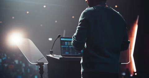 Indian Speaker Making a Presentation in Front of Audience Stock Footage 283432619