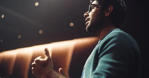 Indian Speaker Making a Presentation in Front of Audience Stock Footage 283439774