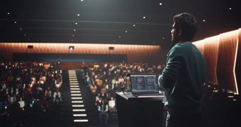 Indian Speaker Making a Presentation in Front of Audience Stock Footage 283439970