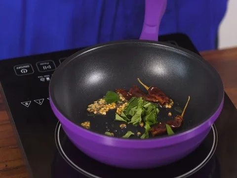 Indian Spice Frying on a Pan-Closeup Shot Видео 80452113