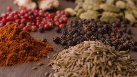 Indian spices on the table Stock Footage 140012266