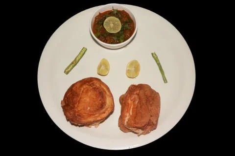 Indian spicy vegetable with bread Stock Photos