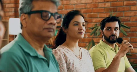 Indian Startup team attending training, asking questions, and sharing thoughts Stock Footage 342508450