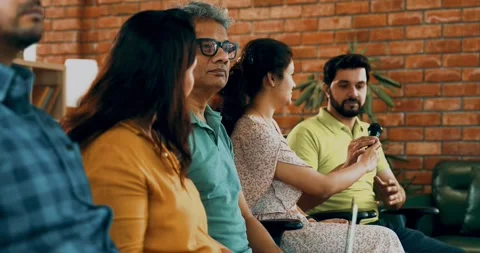 Indian Startup team attending training, asking questions, and sharing thoughts Stock Footage 342508540