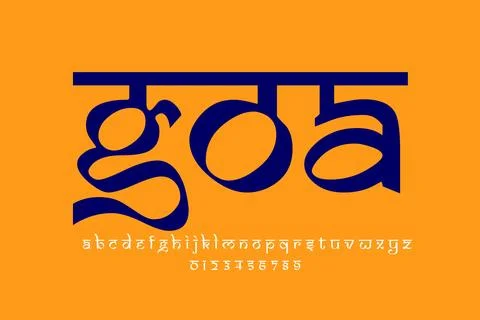 Indian state Goa text design. Indian style Latin font design, Devanagari in.. Stock Illustration