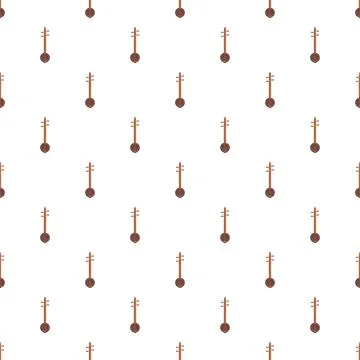 Indian string instrument tanpura musical seamless pattern Stock Illustration