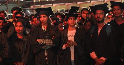 Indian Students In Academic Dresses Expressing Stock Footage 159934109