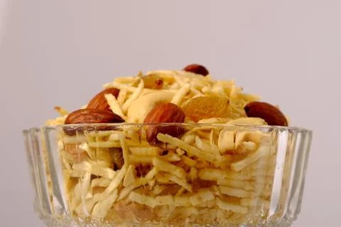 Indian style deep fried snacks falahari chivda- chivda or mixture namkeen wit Stock Photos