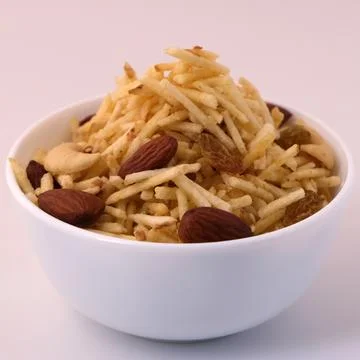 Indian style deep fried snacks falahari chivda- chivda or mixture namkeen wit Stock Photos
