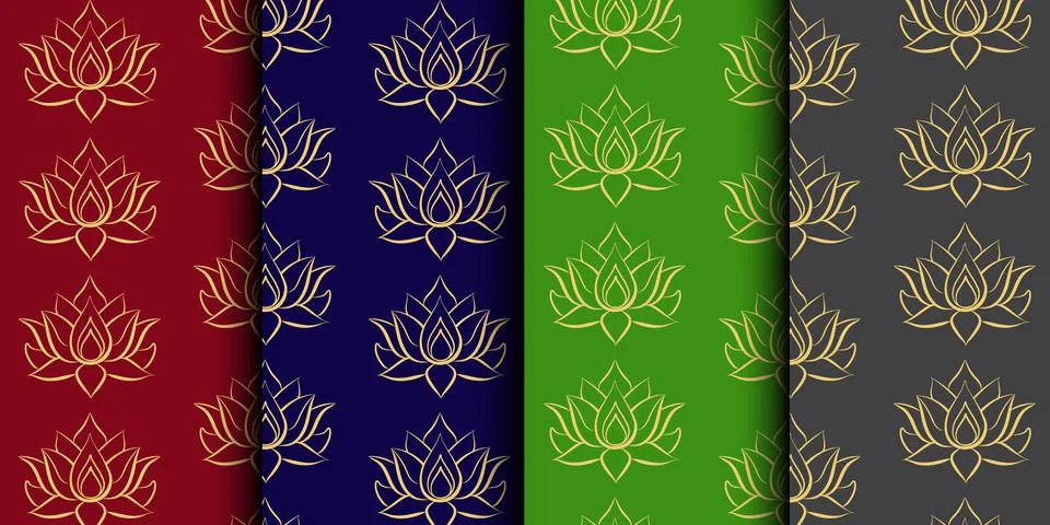 Indian style seamless pattern, lotus Stock Illustration