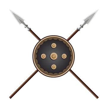 Indian style weapon Shield with two Spears. Illustrazione stock