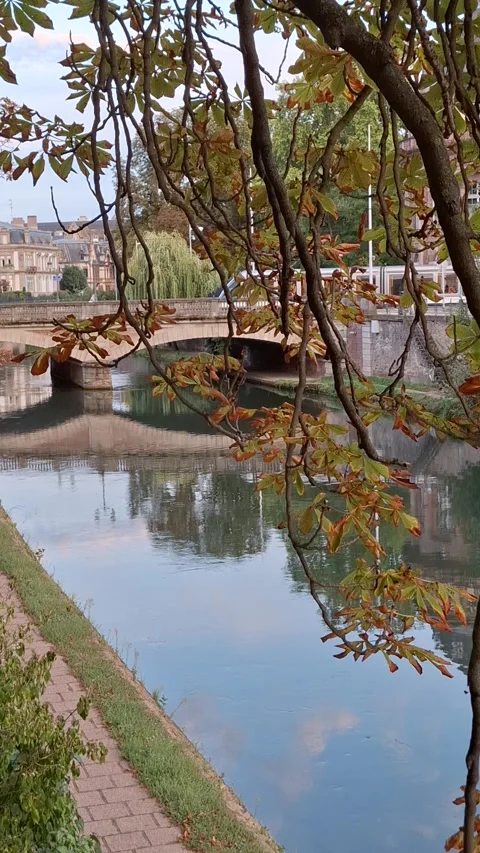Indian summer with heavy clouds in Strasbourg. Series. Video stock 346045407