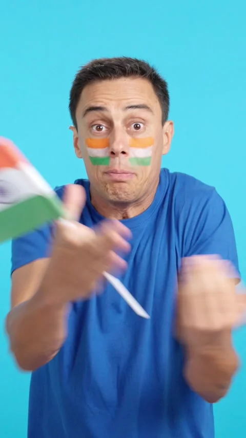 Indian supporter angry with the decision of the referee Stock Footage 272293307
