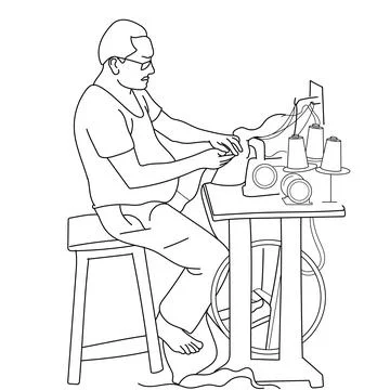 Indian tailor working Stock Illustration
