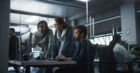 Indian Team of Developers Working on Computer in Office Stock Footage 243552847