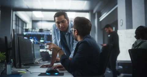 Indian Team of Developers Working on Computer in Office Video stock 243553856