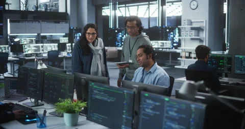 Indian Team of Developers Working on Computer in Office Stock Footage 243554089