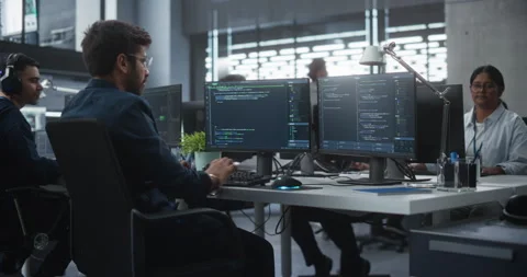 Indian Team of Developers Working on Computer in Office Stock Footage 243555832