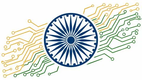 Indian tech industry digital india concept technology circuit board design Stock Illustration