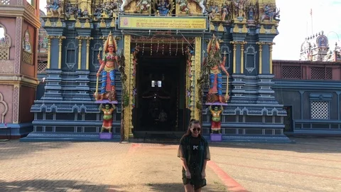 Indian temple with the blue sky Stock Footage 123552286