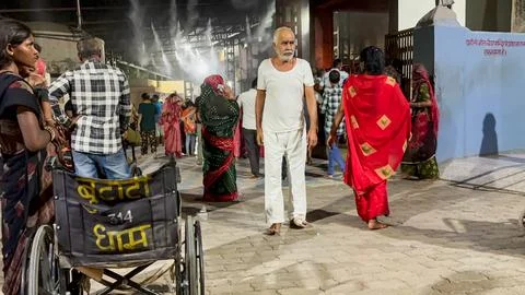 Indian temple with crowd of devotees during busy darshan hours 写真素材