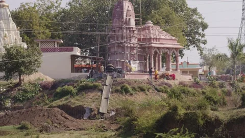 Indian temple, with the foreground having construction Stock Footage 281277925