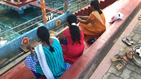 Indian temple with the prayers Stock Footage 123612552