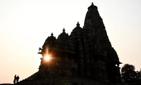 Indian temple at sunset Stock Photos