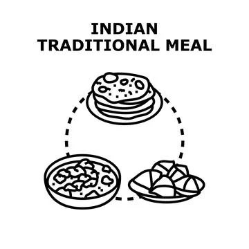 Indian traditional meal vector icon concept 스톡 일러스트