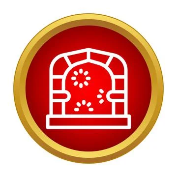 Indian traditional window icon inside red button Illustrazione stock