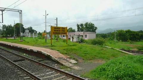 Indian train Arriving at Old Remote village station Platform Maharashtra India Video stock 154784888