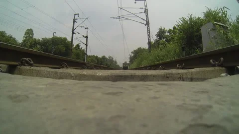 Indian train going over camera Video stock 147495011