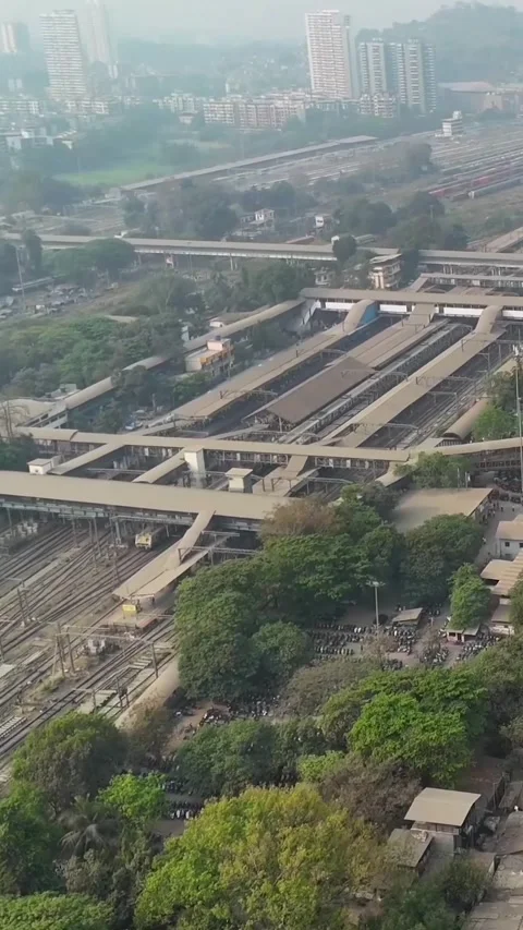Indian Train Station Platform Top View Vertical Video Stock Footage 329920299