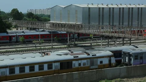 INDIAN TRAIN YARD Stock Footage 141671861