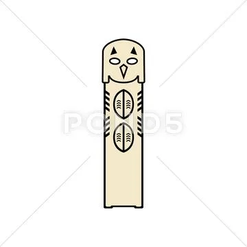 Indian Tribe Pillar Vector Illustration Isolated On White Background.