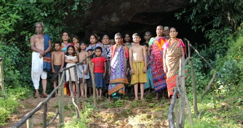 Indian Tribes Watching in a Cave Видео 327026453