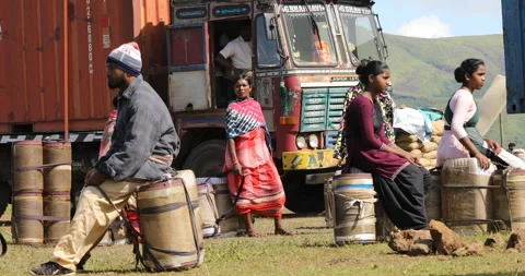 Indian Tribes Wating at work place 스톡 동영상 326780138