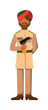 Indian troop armed forces man with weapon illustation Stock Illustration