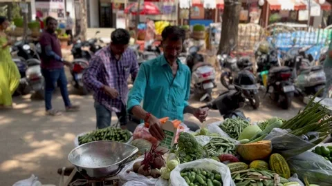 An Indian vegetable vendor Stock Footage 237812135