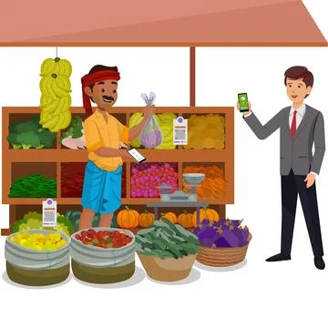 Indian Vegetable Vendor Stock Illustration